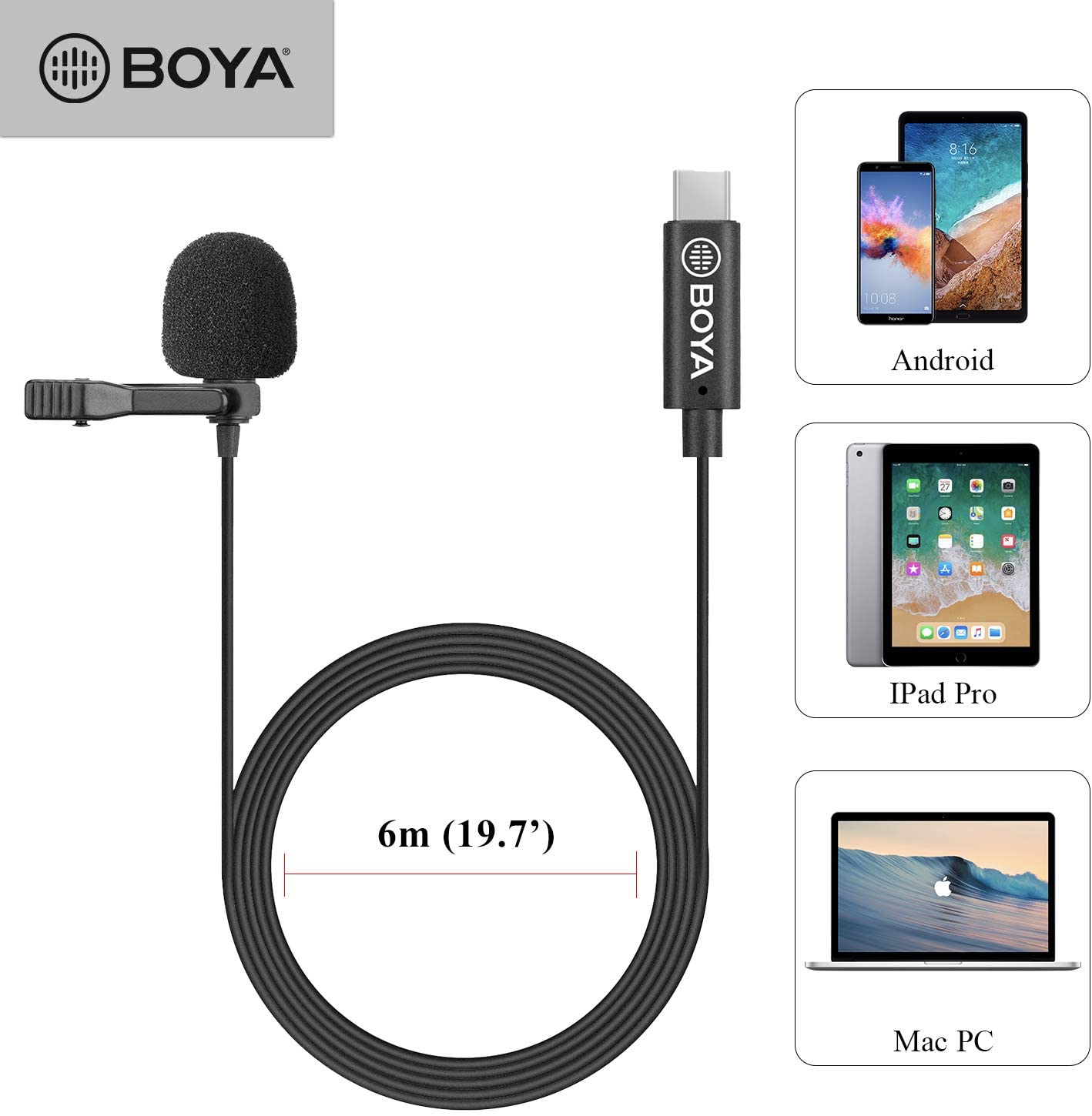 ميكروفون Digital Lavalier Type-C من Boya ميكروفون Digital Lavalier Type-C من Boya